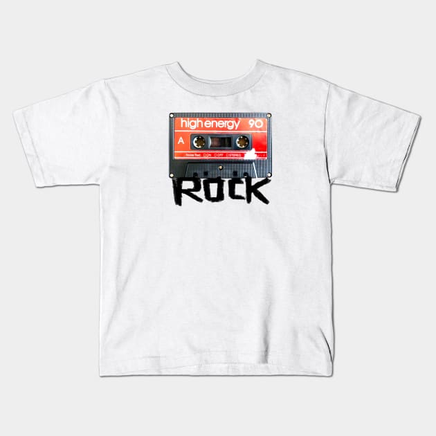 Rock Cassette Mix Tape Kids T-Shirt by badlydrawnbabe